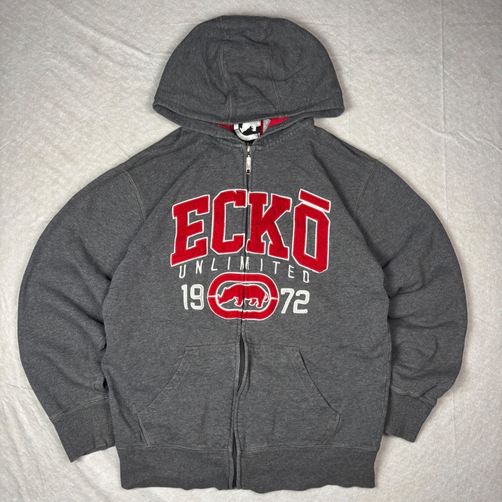 Gray Ecko Unlimited Zip-Up Hoodie – Size L